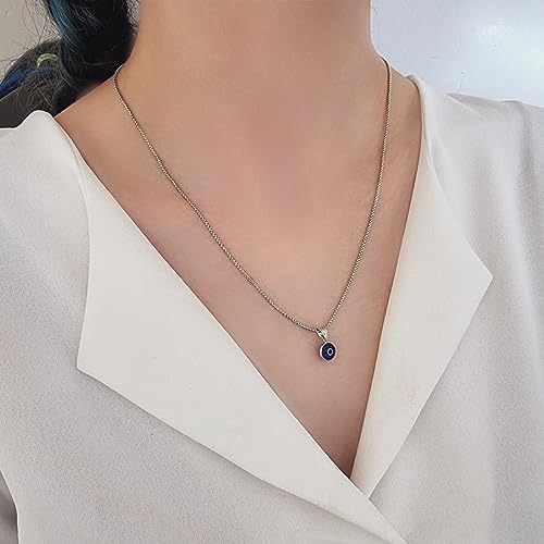 925 Sterling Silver Thick Popcorn | Round Cube Chain Evil Eye Necklace | Available in Gold or Silver | 18+2 Inch Adjustable Chain3