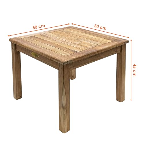 Table d'appoint en teck de 50 cm Spetebo en bois massif non traité - 4