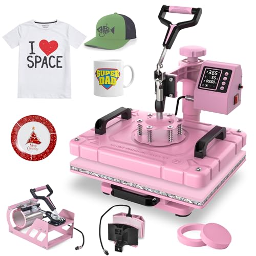 Slendor 5 in 1 Heat Press Machine 12x15 Inch T-Shirt Pressing Machine 360° Swing Away Sublimation Heat Press Digital Heat Transfer with 11OZ Tumbler Press, Multifunction Combo for Hat Cap Mug Plate