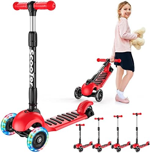 Banne Scooter Height Adjustable Lean to Steer Flashing PU Wheels 3 Wheel Kick Scooters for Kids Boys Girls