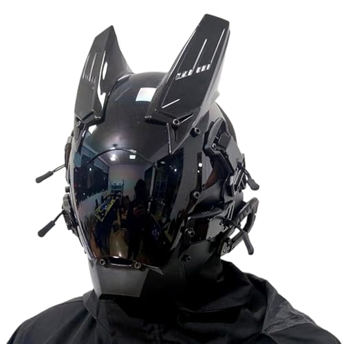 Casque punk futuriste LED avec masque cyberpunk anti-brouillard pour Halloween