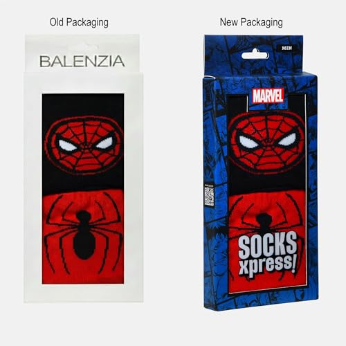 Image of BALENZIA SocksXpress Marvel The Amazing Spider-Man Sneaker socks for Men (Pack of 2 Pairs)(Free Size) Red,Blue| Made with Cotton & Nylon