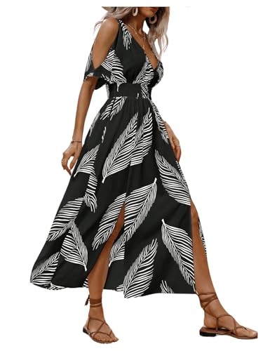 Verdusa Women's Summer Outfits Hawaiian Dress 2025 Boho Cold Shoulder Maxi Dresses3