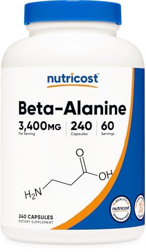 Nutricost Beta-Alanine Capsules 3400mg, 240 Capsules (60 Serv) - Potent