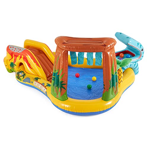 Intex 57444NP - Aufblasbarer Play Center Dinosaurier, Vinyl, Mehrfarbig, 249x191x109 cm