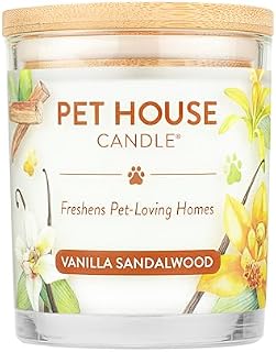 One Fur All - 100% Natural Soy Wax Candle- Pet Odour Eliminator, Up To 60 Hours Burn Time, Non-toxic, Reusable Glass Jar Scented Candles  Pet House Candle (Vanilla Sandalwood)