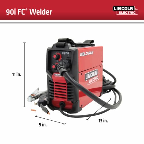 Image of Lincoln Electric 90i FC Flux Core Wire Feed Weld-PAK Welder, 120V Welding Machine, Portable w /Shoulder Strap, Protective Metal Case, Best for Small Jobs, K5255-1