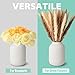 flature Ceramic Vase with Grooves - Waterproof Flower Vase in Matte White for Fresh Flowers, Dried Flowers, Pampas Grass, Large 20cm High Vase as a Gift, Decoration for Living Room, Bedroom, Office.
