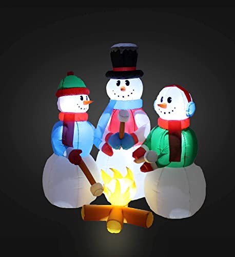 Two Christmas Party Decorations Bundle, Includes 6 Foot Tall Inflatable Nativity Scene, And 5 Foot Tall Inflatable Snowmen Snowman Campfire Camping Roasting Marshmallows Outdoor Blowup With Led Lights #TOP7