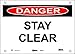 Master Lock S19102 20" Width x 14" Height Polypropylene, Black and Red on White Safety Sign, Header "Danger", Legend "Stay Clear"
