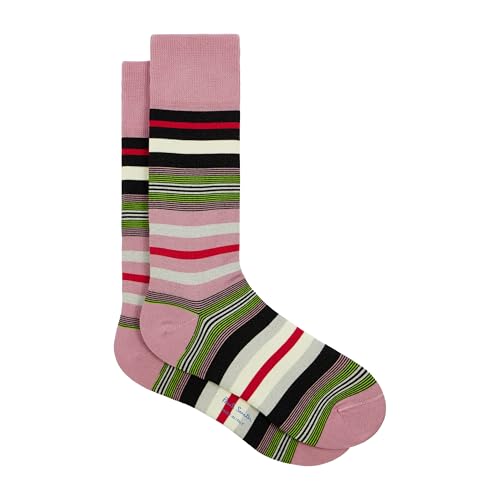 PS Paul Smith Men's Multicolor Stripe Ankle Socks, Pink, One Size