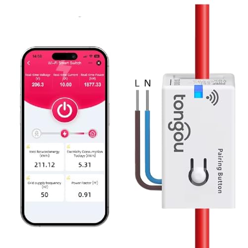 Medidor de Energía WiFi Inteligente 1–50A para Cargadores de Vehículos Eléctricos | Monitor Energético en Tiempo Real | Control Remoto App Smart Life | Alertas, Datos Exportables