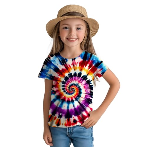 Image of Kids Tie Dye Shirt for Boys Girls Children Tie-Dye Hippes Tshirt Short Sleeve Tee Shirt for Todder
