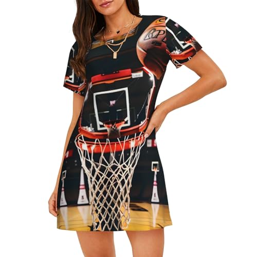 Chemise de nuit basket femme en coton à manches courtes pour le sport et détente