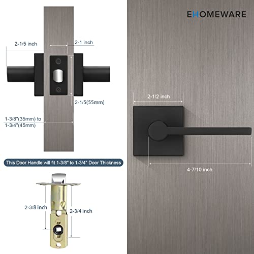 Ehomeware 6 Pcs Matte Black Door Handles, Door Knobs Interior In Black Finish, Passage Door Knobs Heavy Duty Contructions, Keyless Hallway Closet Door Knobs, Modern Door Levers #TOP6