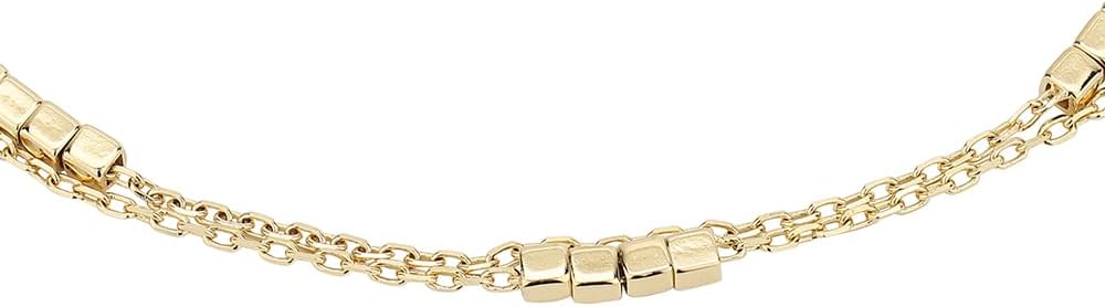 Vanbelle 18K Gold Plated Textured Bar Charm Double Layer Fashion Anklet for Women - 9"+1" extender - Lightweight Gold Plated Ankle Bracelet