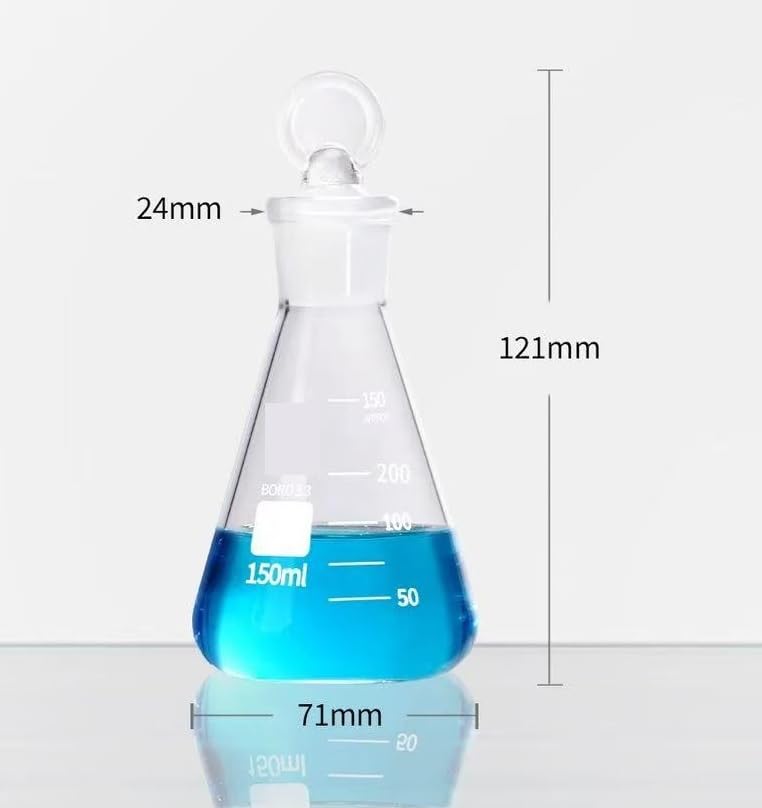 Provetta graduata in vetro, Matraccio conico in vetro borosilicato con tappi smerigliati 50-1000 ml #19#24#29(150ml N0.24)