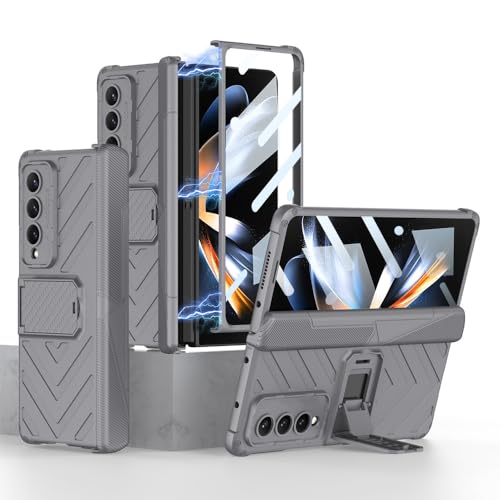 Coque de téléphone portable Samsung Galaxy Z Fold 4 5G avec film de verre gris