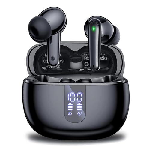 yideing ecouteurs Bluetooth sans Fil,Écouteurs Bluetooth 5.3,40 Heures d'autonomie avec écran d'alimentation LED,IPX7 Étanche, avec Son stéréo...