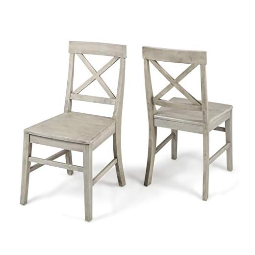 Christopher Knight Home Roshan Farmhouse Acacia Wood Dining Chairs, Light Grey Wash, 21D x 17.75W x 35.5H Inch