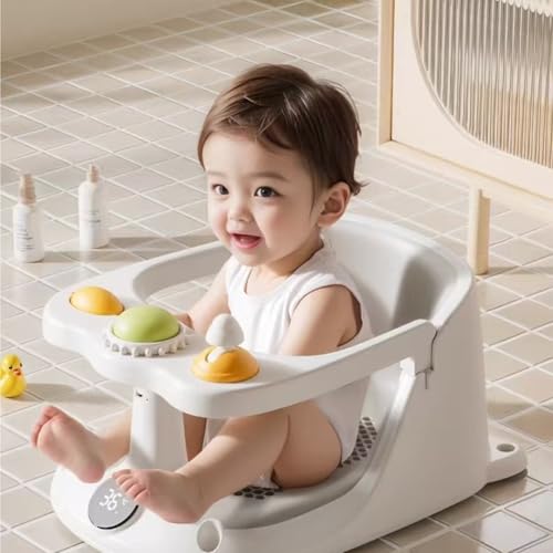 Siège de bain bébé dès 6 mois avec dossier ergonomique et thermomètre intégré