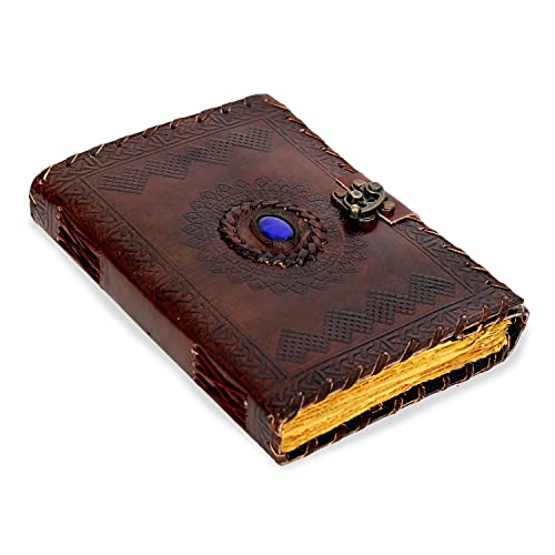 Leather Embossed Journal Personal Organizer Diary With Clasp Deckle Edge Handmade Unlined Album Diary To Draw Write For Women & Men (7 By 5 Inch, Style 1) #TOP1