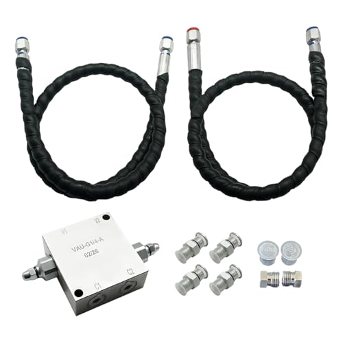 Amagogo Mini Excavator Cushion Valve Kit for 1/4 Hydraulic Hoses Pre-Assembled Hydraulic Control Valve M14x1.5 Threaded Steel Fittings Excavator Attachment for Contractors Operators Style A