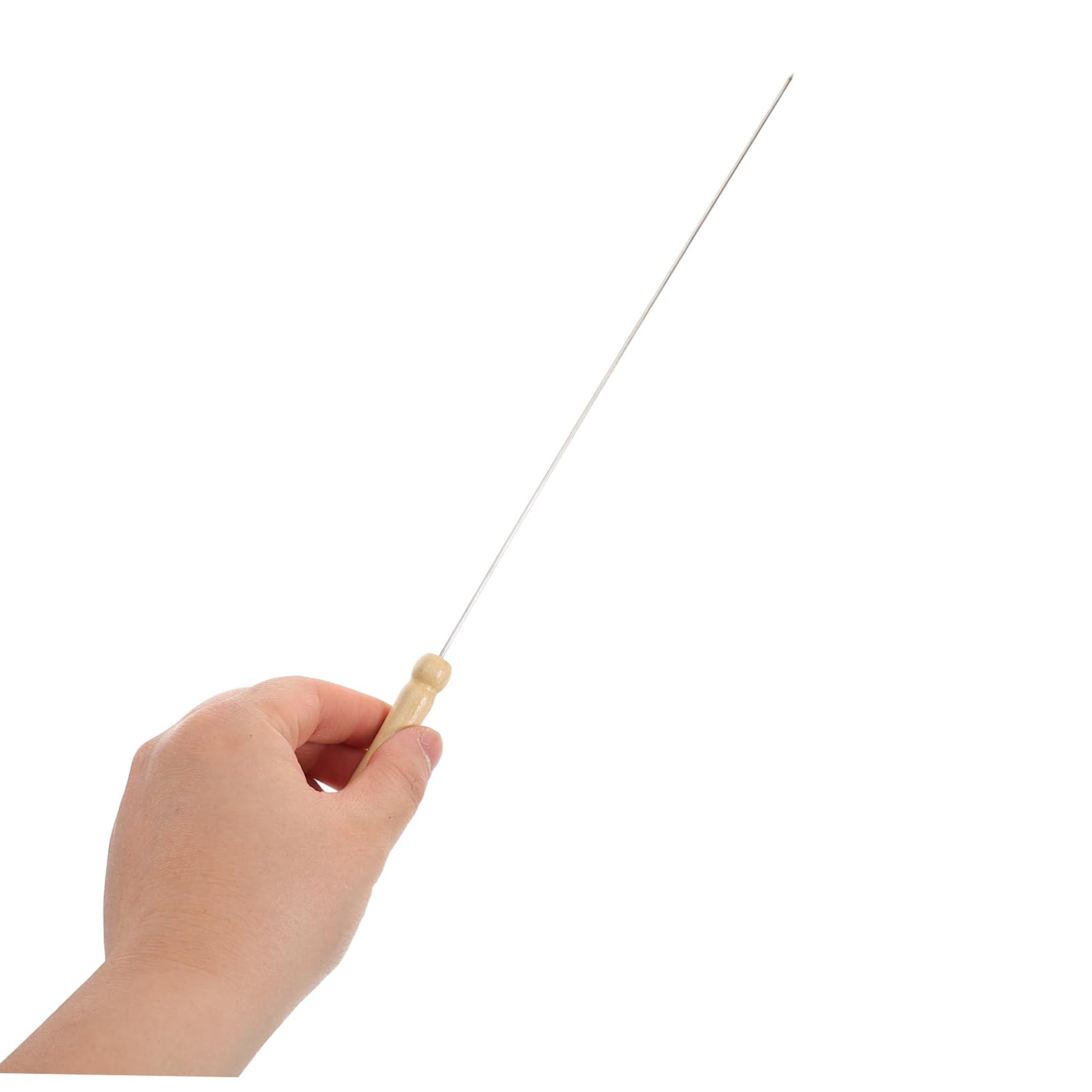 Brochetas de Acero Inoxidable para Asar 50 Piezas con Mango de Madera | Plata, Reutilizables y Resistentes al Óxido, 33cm, Uso en Bbq y Grilling, Forma Redonda