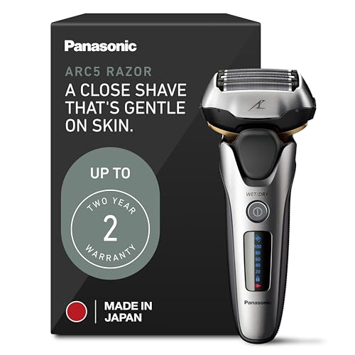 Panasonic ARC5 Electric Razor for Men with Pop-up Trimmer, Wet Dry 5-Blade Electric Shaver with Intelligent Shave Sensor and 16D Flexible Pivoting Head - ES-ALV6HS (Silver)