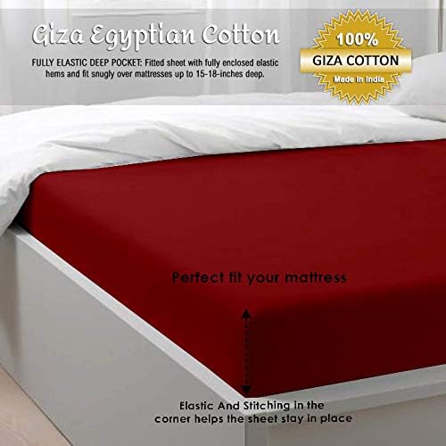 100% Giza Egyptian Cotton Split King Bed Sheets for Adjustable Beds 5 Piece Set, Ultra Soft, 16" Deep Pockets with All Around Elastic for a Snug Fit, Luxury Split King Size Bedding, Burgundy - Thumbnail 3