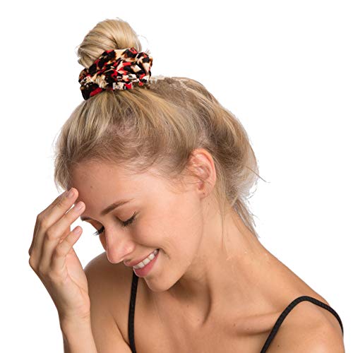 Conofa Women's Leopard Scrunchies Animal Print Velvet Scrunchy Hair Bow Chiffon Ponytail Holder Elastic Bobbles Hair Ties Bands Scrunchie 9 Pack #TOP6