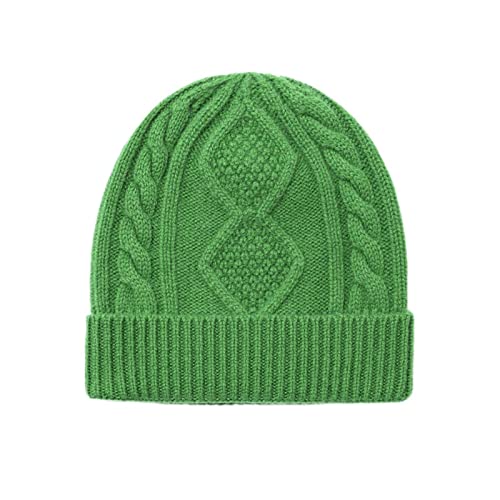 Bonnet femme tricot 100% laine doux et chaud couleur vert