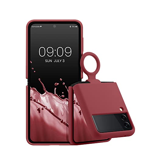 Kwmobile Custodia Con Anello Compatibile Con Samsung Galaxy Z Flip 3 5G - Cover Ultra Slim Silicone Morbido - Back Case Morbida Tpu - Rosa Scuro