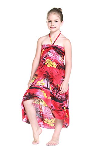 Image of Hawaii Hangover Family Matching Hawaiian Clothes, Sunset Red | Family matching Hawaiian outfits, Sunset Red, lightweight rayon, machine washable, tropical floral print, luaus, cruises