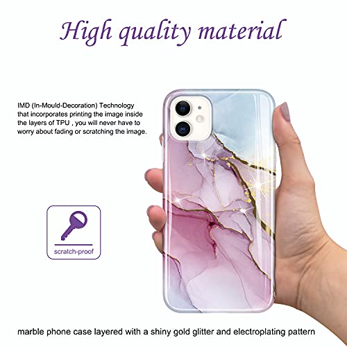Coque iPhone 11 violette pailletée effet marbre chic et antichoc - 3