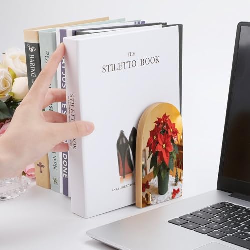 Sujetalibros de Navidad de madera antideslizante para evitar caídas de libros 7