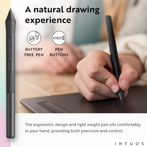 Image of Wacom Intuos Bluetooth CTL-6100 /K0-CX Digital Graphics Pen Tablet for Drawing (Black) Medium (10.4-inch x 7.8-inch) | Battery Free Pen with 4096 Pressure | Compatible with Windows, Mac & Android