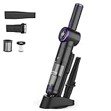 Nicebay® Cordless Handheld Vacuum Cleaner, 15KPA Strong Suction Portable Hand Vacuum Cleaner, LED Display Car Vacuum Cleaner, Fast Charging Dock, Rechargeable Handheld Vacuum Black & Purple