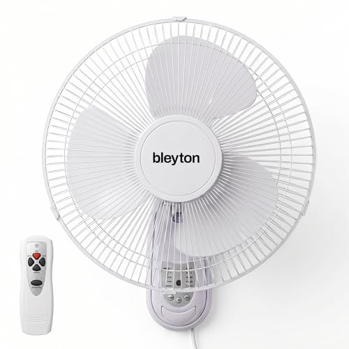BLEYTON Ventilador de Pared Silencioso con Mando Blanco 40W SHADOW| Ventilador Control Remoto 3 Velocidades Temporizador y 3 Modos Funcionamiento | Oscilacion Horizontal 180º y Vertical