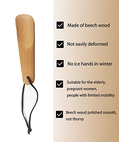 Kehail 2 Pcs Portable Beech Wooden Shoehorn, Wear Shoe Helper, 6” Wood Color, Suitable For Outdoor Activities, Travel Use #TOP2