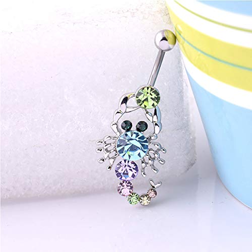 LIANQI Sexy Scorpion Medical Women Ombligo Anillo Hermoso Piercing en el Ombligo joyería de Moda para el Cuerpo Mejor Regalo - Plata y Azul