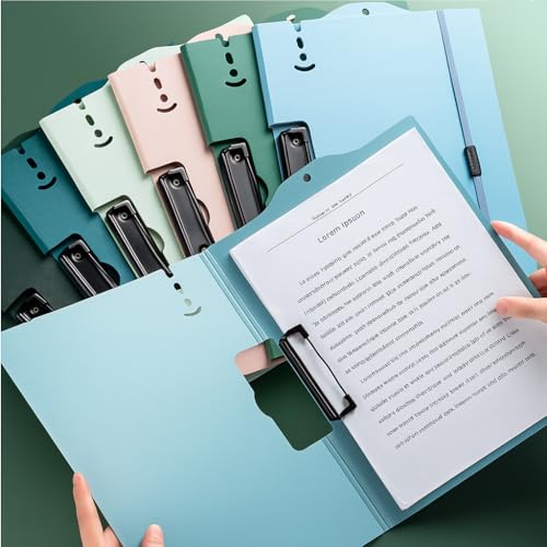 Image of Tarkan A4 Size Clipboard File Folder with Adjustable Strap, Pack of 2, for Home, School, Office Use (Pink and Green)