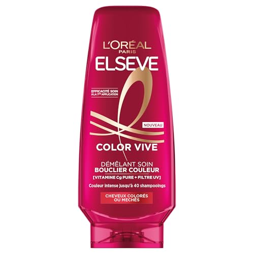 L'Oréal Paris – Acondicionador para el cuidado del color – Protección del color hasta 10 semanas – Para todo tipo de cabello teñido o con mechas, enriquecido con peonía y filtro UV, Elseve Color Vive