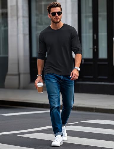 MAGCOMSEN Men's Long Sleeve Shirt with Pocket Cotton Crew Neck Shirts Casual Lightweight T-Shirt4