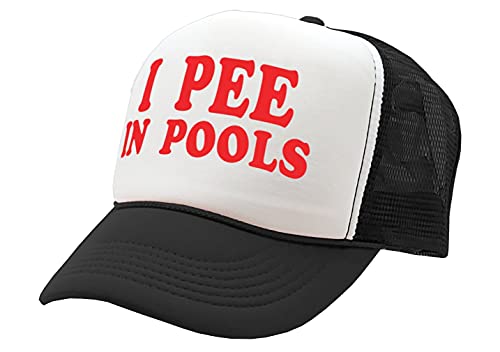 I Pee in Pools - Funny Dare Gag Gift Joke - Vintage Retro Style Trucker Cap Hat
