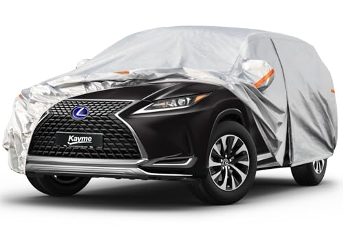 Image of Kayme 6 Layers SUV Car Cover Custom Fit for Lexus RX350 /RX300 /330 /350L (2003-2025) Waterproof All Weather for Automobiles, Outdoor Full Cover Rain Sun UV Protection.Silver