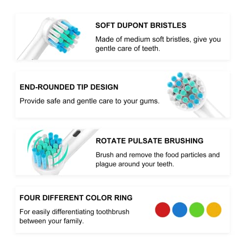 Toothbrush Heads For Oral B, 8 Pack Precision Clean Electric Toothbrush Replacement Heads Medium Soft Dupont Bristles Replacement Toothbrush Heads For Oral Health And Plaque Removal #TOP1