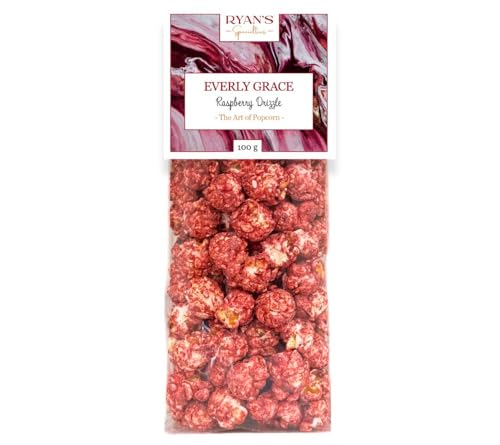 Everly Grace Popcorn – Raspberry Drizzle, 100 g – Bolsas de palomitas con frambuesa afrutada de nuestra fábrica en Augsburgo, Alemania