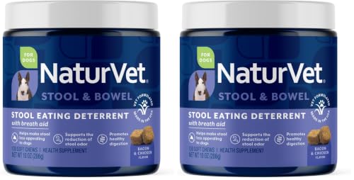 Image of NaturVet - Coprophagia Stool Eating Deterrent - Deters Dogs from Consuming Stool - No Poop Eating for Dogs - Enhanced with Breath Aid Freshener, Enzymes & Probiotics - 130 Soft Chews (Pack of 2)
