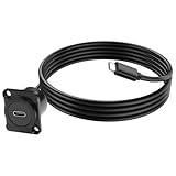 XMSJSIY D-Type USB C 3.0 Panel Mount Extension Cable Type-C Male to C Female Panel Socket Connector Wire Cord for Data Transfer and Charging- 1M/3.2FT
